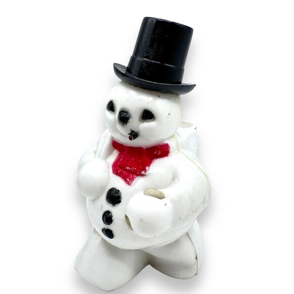 Vintage Rosbro Hard Plastic Snowman w/Pipe 5” Christmas Decor Kitsch 1950's - Picture 1 of 7